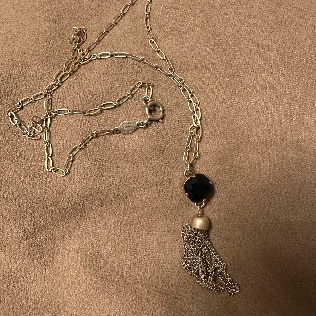 Catherine Popesco Gold Necklace With Black Swarovski Pendant